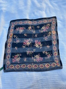 Lauren Ralph Lauren Navy Floral 100% Silk Scarf